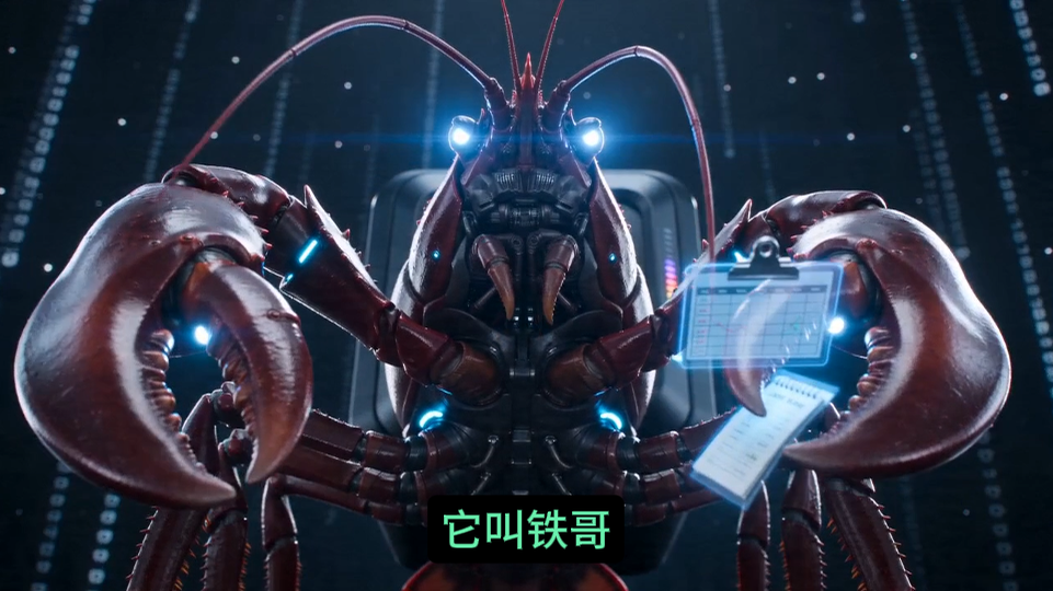 赛博老板铁哥 — 即梦生成的小龙虾形象